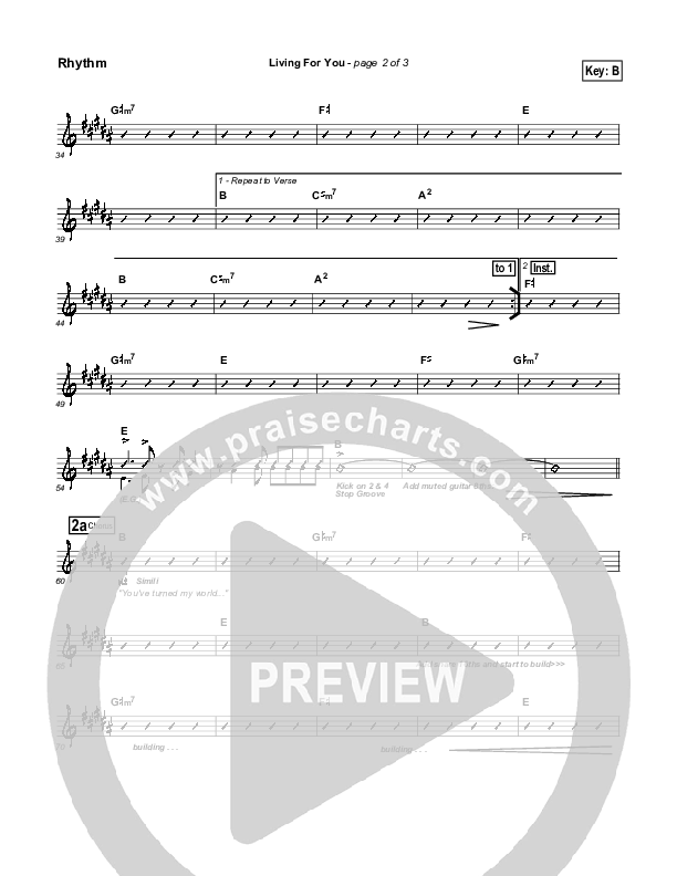 Living For You Rhythm Chart (Gateway Worship)