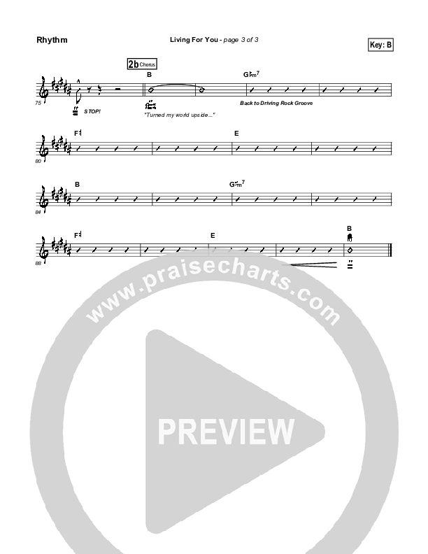 Living For You Rhythm Chart (Gateway Worship)