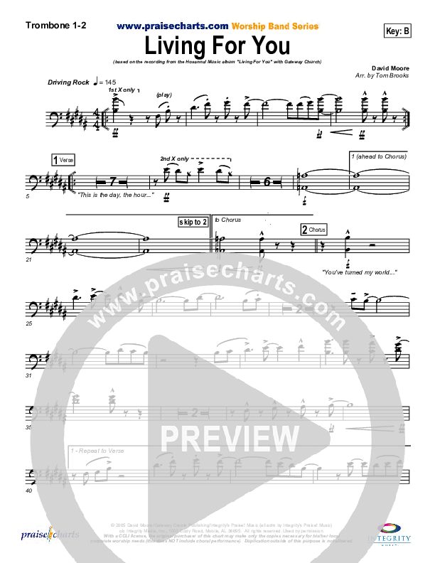 Living For You Trombone 1/2 (Gateway Worship)