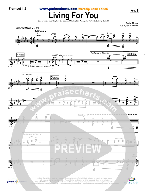 Living For You Trumpet 1,2 (Gateway Worship)