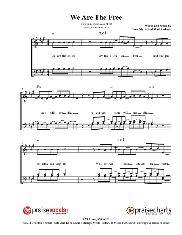 We Are The Free Lead Sheet (PraiseVocals)