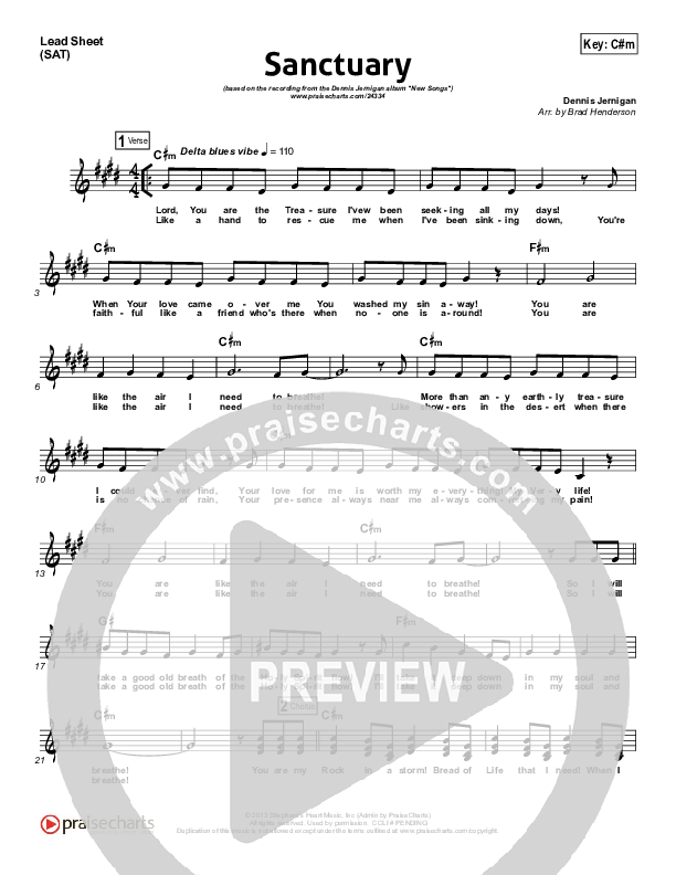 Sanctuary Lead Sheet (Dennis Jernigan)