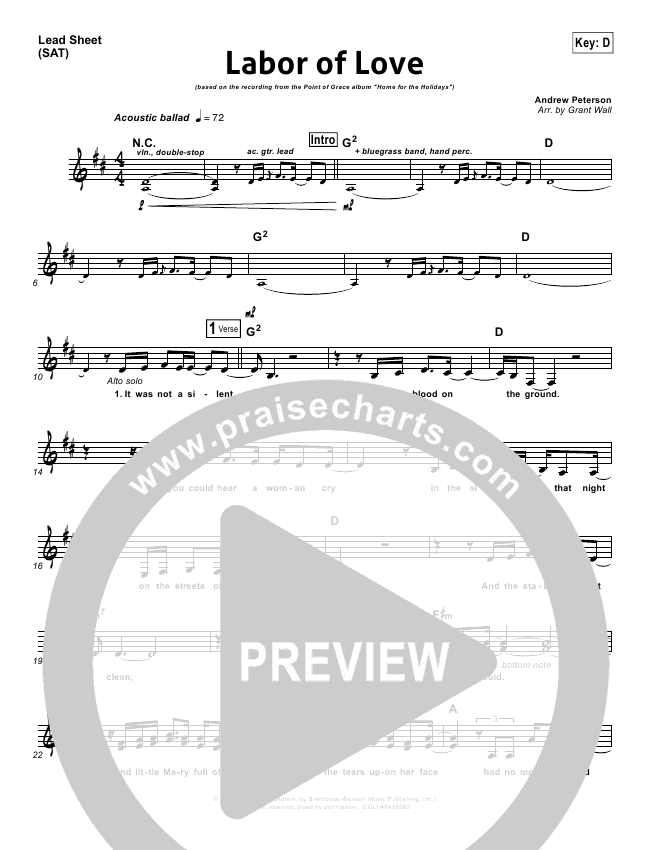 Labor Of Love Sheet Music Pdf Point Of Grace Praisecharts