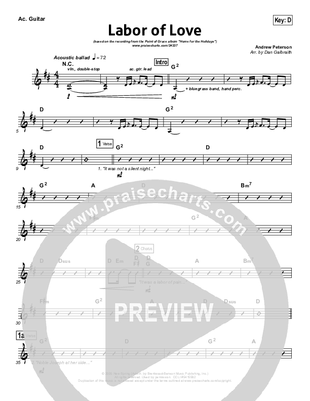 Labor Of Love Rhythm Chart (Point Of Grace)