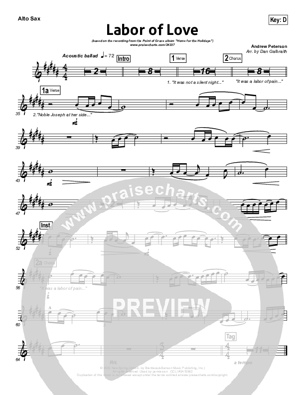 Labor Of Love Alto Sax (Point Of Grace)