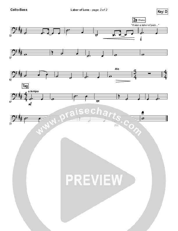 Labor Of Love Cello/Bass (Point Of Grace)