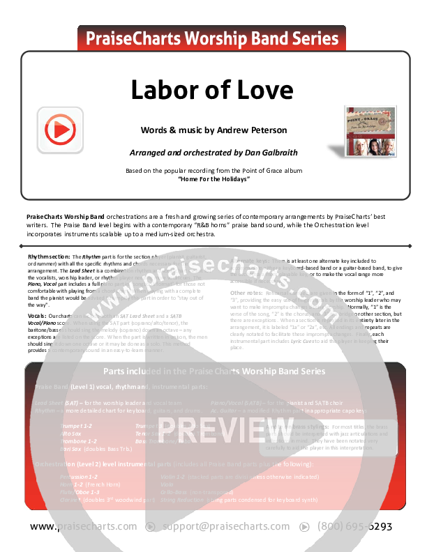 Labor Of Love Cover Sheet (Point Of Grace)