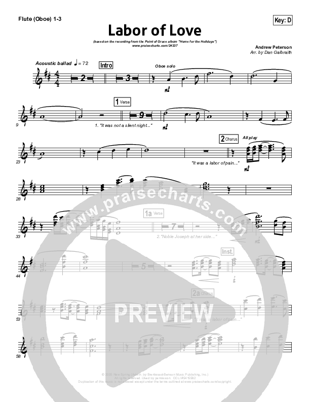 Labor Of Love Flute/Oboe 1/2/3 (Point Of Grace)