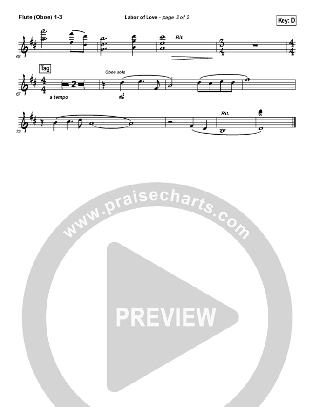 Labor Of Love Flute/Oboe 1/2/3 (Point Of Grace)