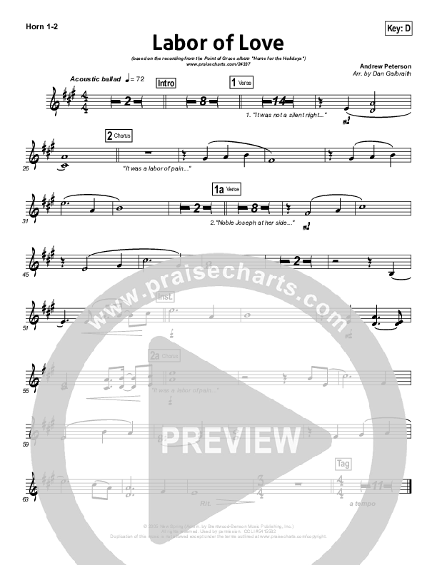 Labor Of Love French Horn 1/2 (Point Of Grace)