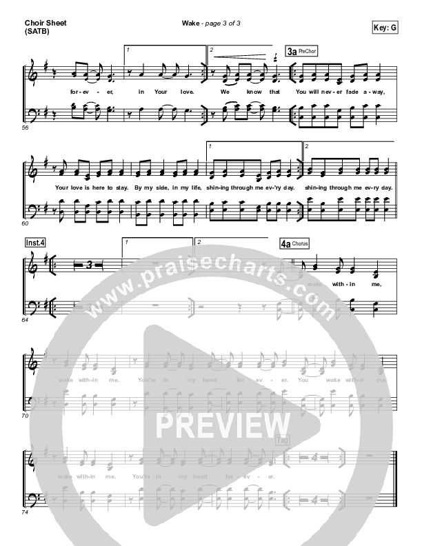 Wake Choir Sheet (SATB) (Hillsong Young & Free)