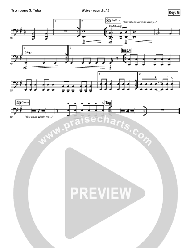 Wake Trombone 3/Tuba (Hillsong Young & Free)