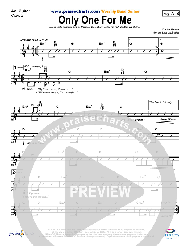 Only One For Me Acoustic Guitar (Gateway Worship)