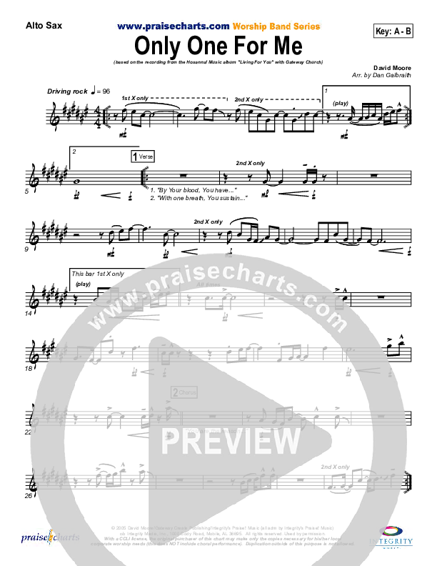 Only One For Me Alto Sax (Gateway Worship)
