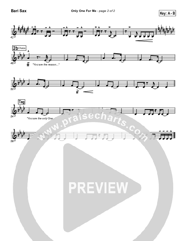 Only One For Me Bari Sax (Gateway Worship)