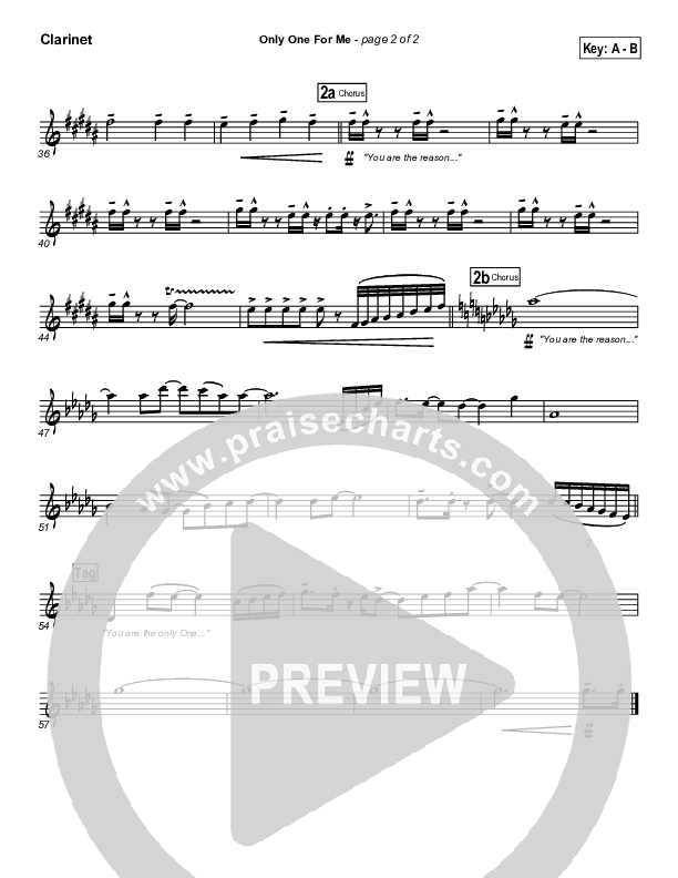 Only One For Me Clarinet (Gateway Worship)