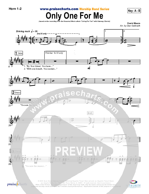 Only One For Me French Horn 1/2 (Gateway Worship)