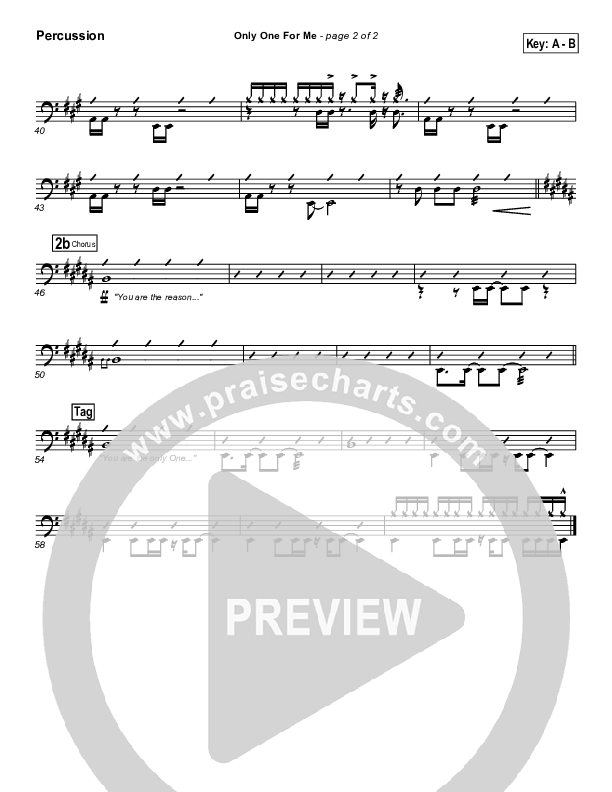 Only One For Me Percussion (Gateway Worship)