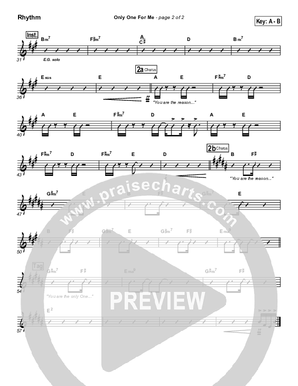 Only One For Me Rhythm Chart (Gateway Worship)