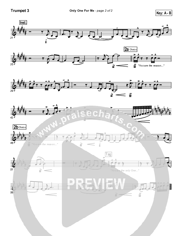 Only One For Me Trumpet 3 (Gateway Worship)