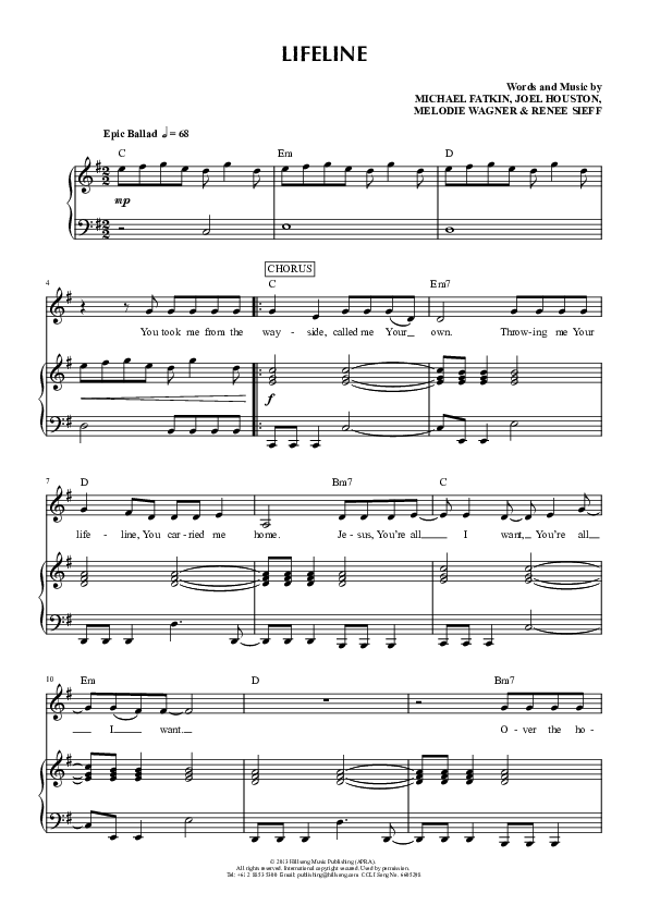 Lifeline Piano/Vocal & Lead (Hillsong Young & Free)