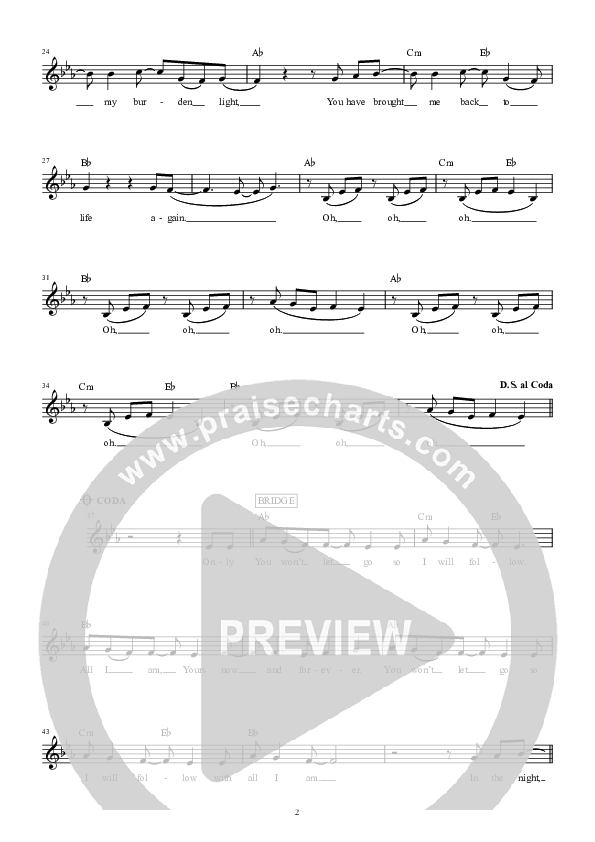 Back To Life Lead Sheet (Hillsong Young & Free)