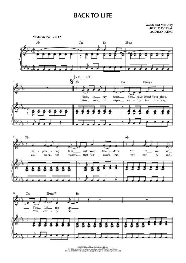 Back To Life Piano/Vocal (Hillsong Young & Free)