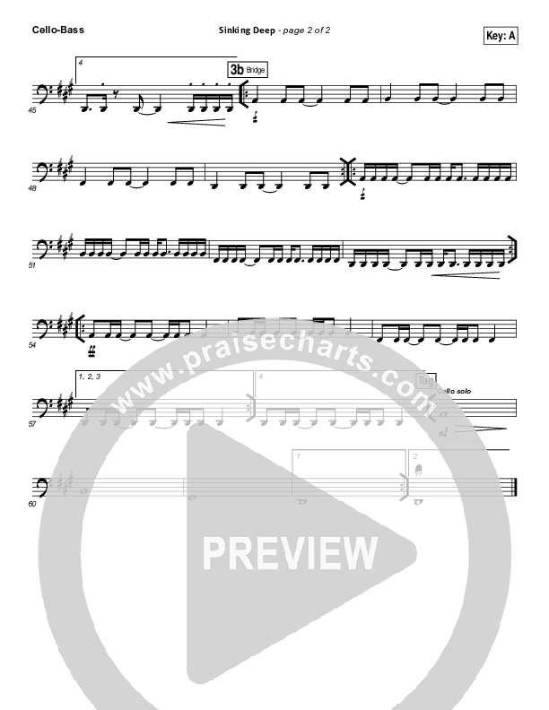 Sinking Deep Cello/Bass (Hillsong Young & Free)