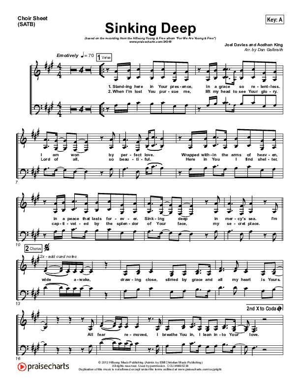 Sinking Deep Choir Sheet (SATB) (Hillsong Young & Free)