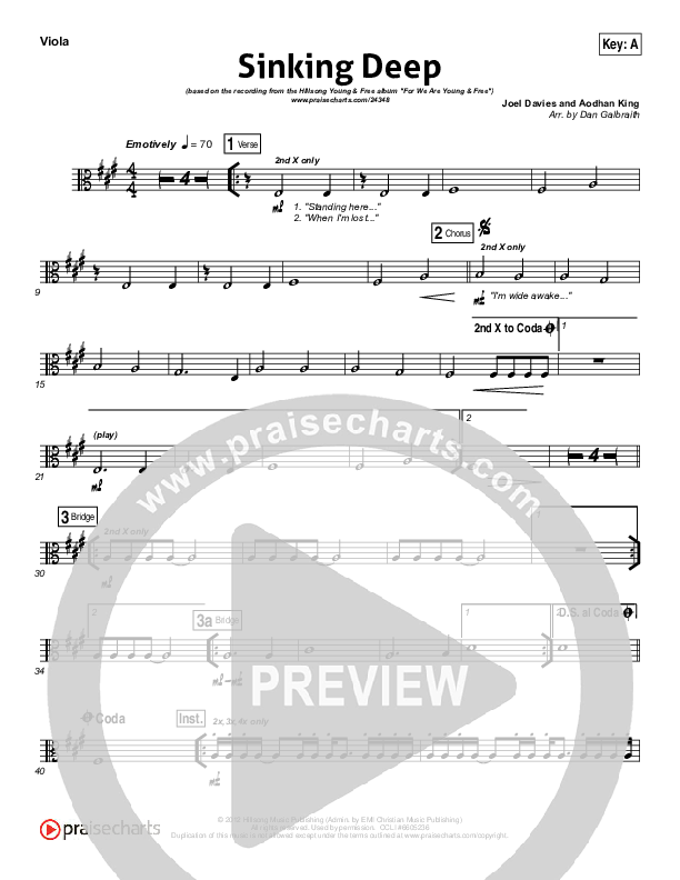 Sinking Deep Viola (Hillsong Young & Free)