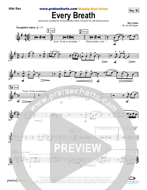 Every Breath Alto Sax (Gateway Worship)