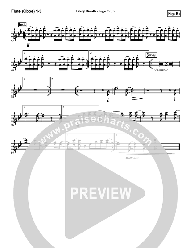 Every Breath Flute/Oboe 1/2/3 (Gateway Worship)