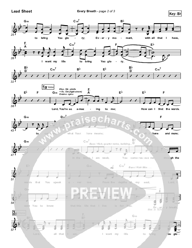 Every Breath Lead Sheet (Gateway Worship)