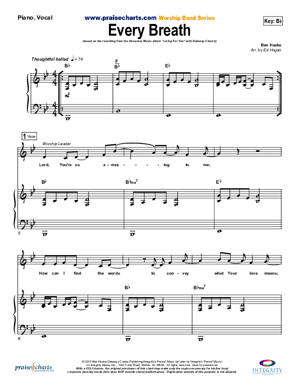 Every Breath Lead & Piano (Gateway Worship)