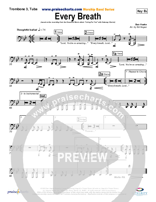 Every Breath Trombone 3/Tuba (Gateway Worship)