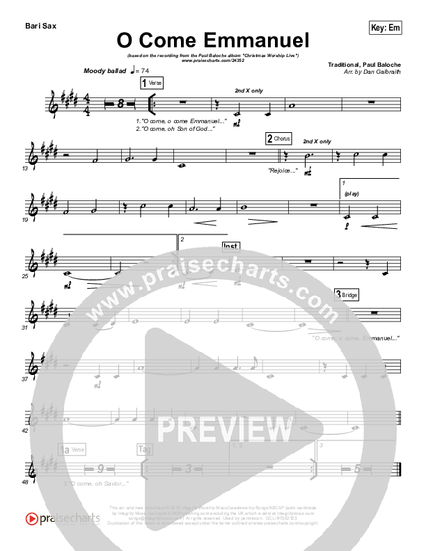O Come Emmanuel Bari Sax (Paul Baloche)