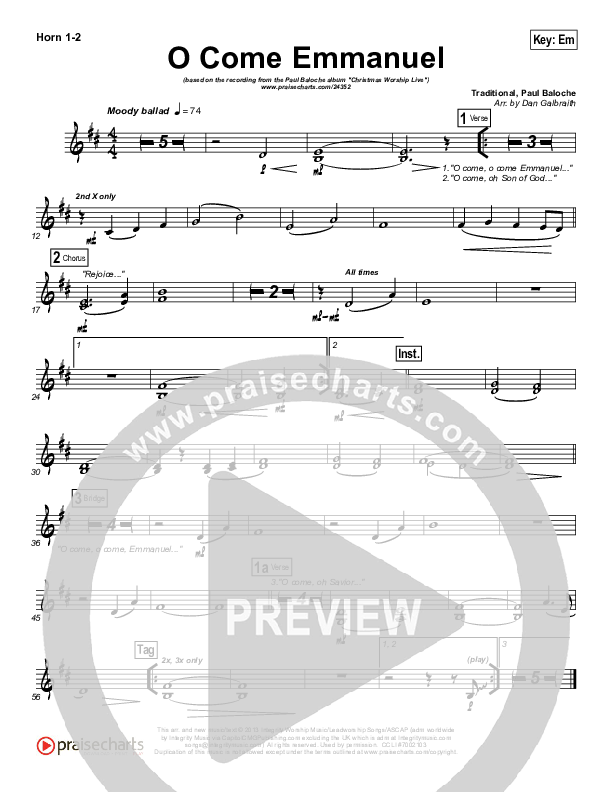 O Come Emmanuel French Horn 1/2 (Paul Baloche)