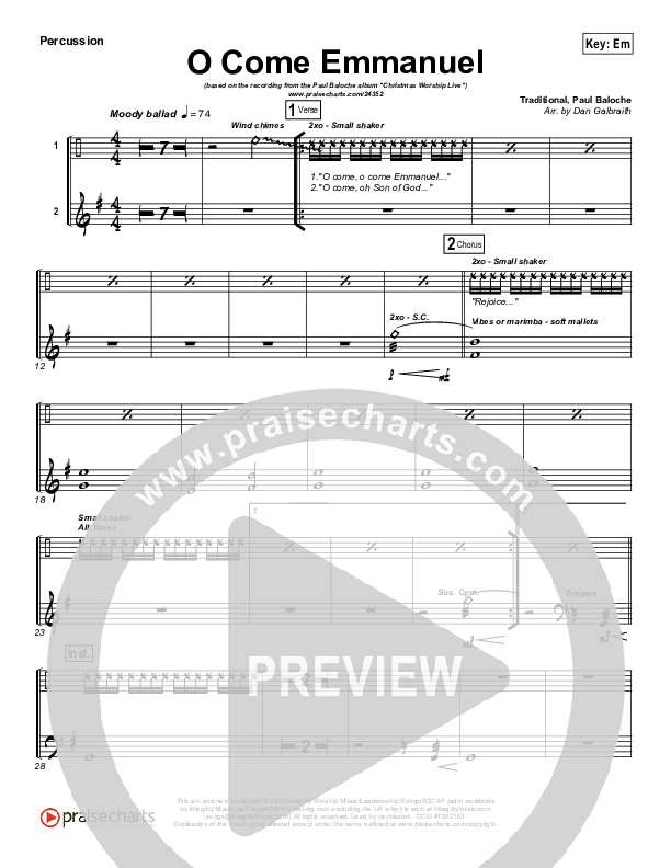 O Come Emmanuel Percussion (Paul Baloche)