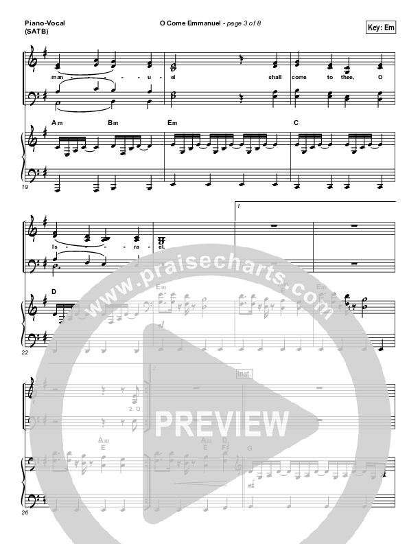 O Come Emmanuel Piano/Vocal (SATB) (Paul Baloche)