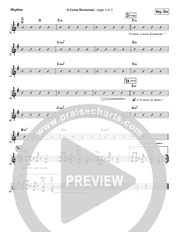 O Come Emmanuel Rhythm Chart (Paul Baloche)