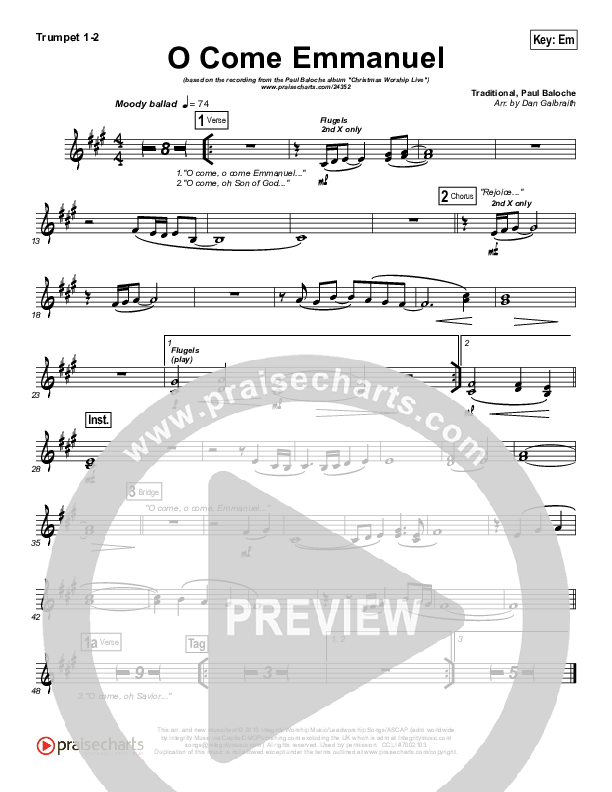 O Come Emmanuel Trumpet 1,2 (Paul Baloche)