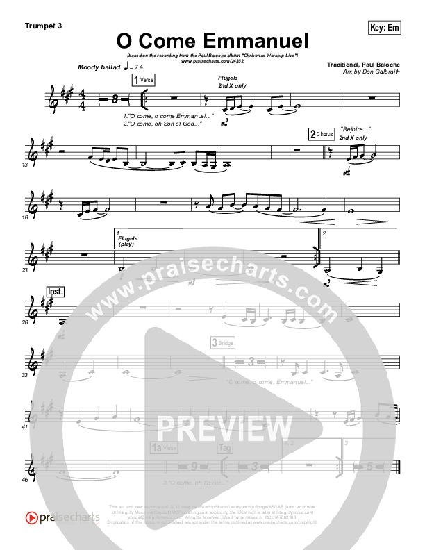 O Come Emmanuel Trumpet 3 (Paul Baloche)