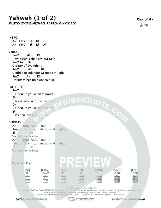Yahweh Chord Chart (Dustin Smith)