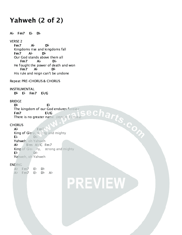 Yahweh Chord Chart (Dustin Smith)