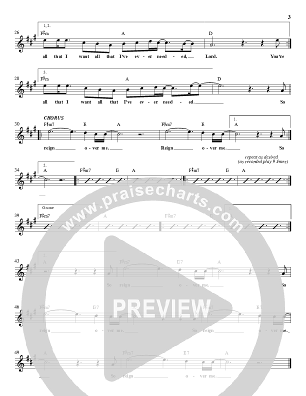 Reign Over Me Lead Sheet (Dustin Smith)