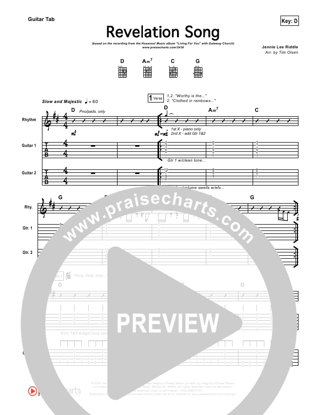 Revelation Song Chord Chart