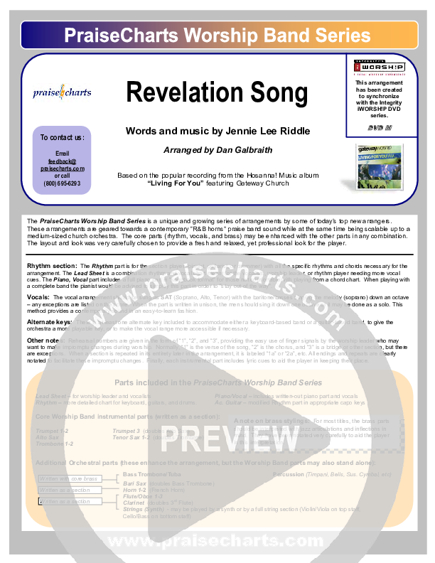 Revelation Song Cover Sheet (Gateway Worship)