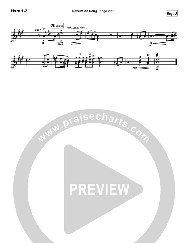 Revelation Song French Horn 1/2 (Gateway Worship)