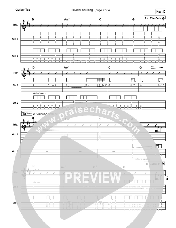 Revelation Song Guitar Tab (Gateway Worship)