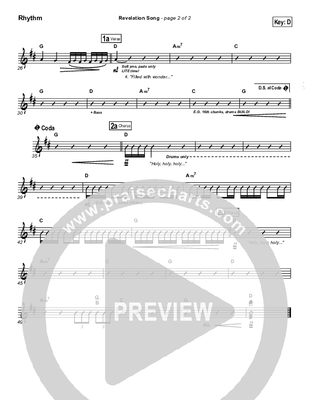 Revelation Song Rhythm Chart (Gateway Worship)